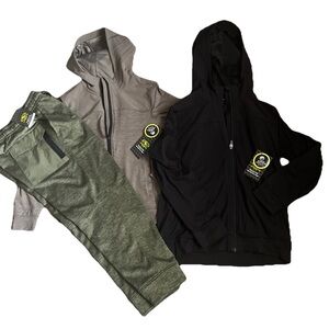 New Athletic Works Boys Tech Fleece Jogger Pants & full zip Jacket set 3Pc